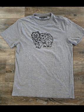 FCUK FRENCH CONNECTION | Gray | Bear Graphic Embroidered | T-Shirt | Medium